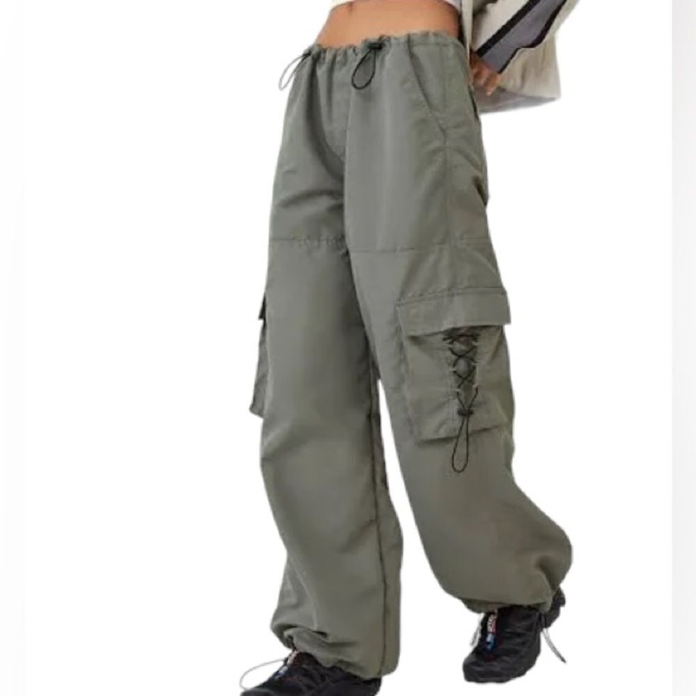 Motel Rocks x Jacquie Fabio Wide Leg Cargo Trousers in Grey